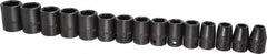 Proto - 15 Piece 1/2" Drive Impact Socket Set - 6 Points, 10mm to 24mm Range, Metric Measurement Standard - Benchmark Tooling