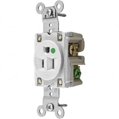 Hubbell Wiring Device-Kellems - 125V 15A NEMA 5-15R Hospital Grade White Straight Blade Single Receptacle - Benchmark Tooling