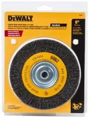 DeWALT - 6" OD, 3/8" Arbor Hole, Crimped Steel Wheel Brush - 3/4" Face Width, 0.014" Filament Diam, 6,000 RPM - Benchmark Tooling