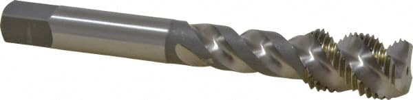 OSG - 7/16-20 UNF, 3 Flute, 50° Helix, Bottoming Chamfer, Bright Finish, High Speed Steel Spiral Flute STI Tap - Right Hand Flute, 3-5/32" OAL, 0.429" Shank Diam, 1-7/16" Thread Length - Exact Industrial Supply