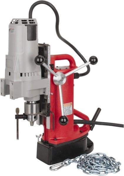 Milwaukee Tool - 3/4" Chuck, 11" Travel, Portable Electromagnetic Drill Press - 350 RPM, 12.5 Amps, 120 Volts, 9' Cord Length - Benchmark Tooling