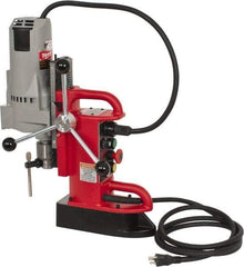 Milwaukee Tool - 3/4" Chuck, 9" Travel, Portable Electromagnetic Drill Press - 350 RPM, 12.5 Amps, 120 Volts, 9' Cord Length - Benchmark Tooling