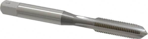 OSG - 1/4-32 UNEF 4 Flute Bright Finish High Speed Steel Straight Flute Standard Hand Tap - Plug, Right Hand Thread, 2-1/2" OAL, 1" Thread Length, H3 Limit, Oversize - Exact Industrial Supply
