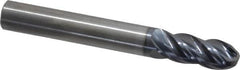 SGS - 5/16" Diam, 13/16" LOC, 4 Flute Solid Carbide Ball End Mill - AlTiN Finish, Single End, 2-1/2" OAL, 5/16" Shank Diam, Spiral Flute - Benchmark Tooling