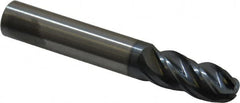 SGS - 3/8" Diam, 7/8" LOC, 4 Flute Solid Carbide Ball End Mill - AlTiN Finish, Single End, 2-1/2" OAL, 3/8" Shank Diam, Spiral Flute - Benchmark Tooling