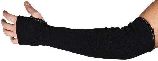 Cut-Resistant Sleeves: Size Universal, Kevlar, Black Thumb Hole, Elastic Opening at Both Ends Closure