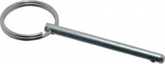 Gibraltar - 3/16" Pin Diam, 2" Long, Zinc Plated Steel Ball Lock Hitch Pin - 1-13/16" Usable Length - Benchmark Tooling