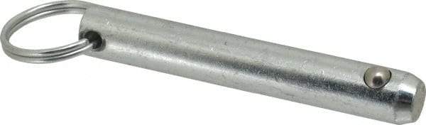 Gibraltar - 1/2" Pin Diam, 3" Long, Zinc Plated Steel Ball Lock Hitch Pin - 2-1/2" Usable Length - Benchmark Tooling