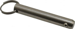 Gibraltar - 1/2" Pin Diam, 3" Long, Uncoated Stainless Steel Ball Lock Hitch Pin - 2-1/2" Usable Length - Benchmark Tooling