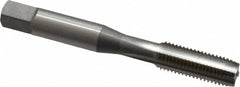 OSG - 5/16-24 UNF 3B 4 Flute Bright Finish High Speed Steel Straight Flute Standard Hand Tap - Plug, Left Hand Thread, 2-23/32" OAL, 1-1/8" Thread Length, H3 Limit, Oversize - Exact Industrial Supply