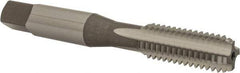 OSG - 3/8-16 UNC 3B 4 Flute Bright Finish High Speed Steel Straight Flute Standard Hand Tap - Bottoming, Left Hand Thread, 2-15/16" OAL, 1-1/4" Thread Length, H3 Limit, Oversize - Exact Industrial Supply