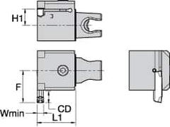 Kennametal - A4..05.. Insert, 30mm Head Length, 5mm Min Groove Width, Modular Grooving Cutting Unit Head - Neutral Cut, System Size KM25, Series A4 - Benchmark Tooling