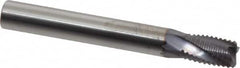 Niagara Cutter - 1/4" Diam, Fine Pitch, 3/8" LOC, 4 Flute Solid Carbide Corner Chamfer Roughing End Mill - AlTiN Finish, 2" OAL, 1/4" Shank Diam, Single End, Centercutting, 20° Helix - Benchmark Tooling