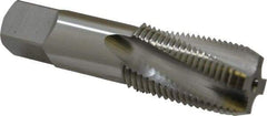 OSG - 1/2-14 NPT, 15° Helix, 4 Flutes, Bottoming Chamfer, Bright Finish, High Speed Steel, Spiral Flute Pipe Tap - Right Hand Flute, 11/16" Shank Diam, 1-3/8" Thread Length, 0.4687" Projection, 0.515" Square Size, - Benchmark Tooling