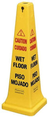Rubbermaid - Caution - Wet Floor, 12-1/4" Wide x 36" High, Plastic Floor Sign - Cone, Black on Yellow, For Accident Prevention - Benchmark Tooling