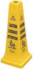Rubbermaid - Caution, 10-1/2" Wide x 25-3/4" High, Plastic Floor Sign - Cone, Black on Yellow, For Accident Prevention - Benchmark Tooling