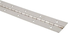 Made in USA - 24" Long x 2" Wide, 1/2" Knuckle, Stainless Steel Pol Sts Coating Continuous Hinge - 0.091" Pin Diam, 0.04" Thick with Holes - Benchmark Tooling