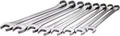 SK - 8 Piece, 1-1/16-1-1/2", 12 Point Combination Wrench Set - Inch Measurement Standard, Chrome Finish, Comes in Rack - Benchmark Tooling