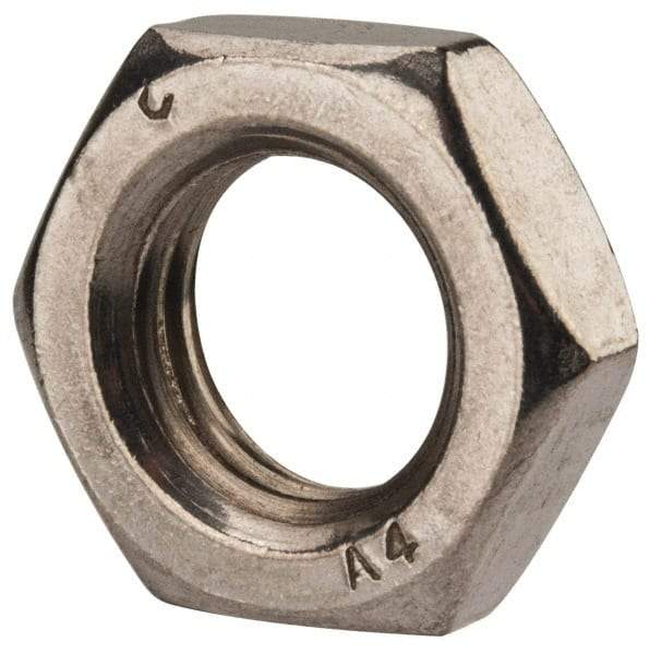 Value Collection - M16x2.00 Metric Coarse Stainless Steel Right Hand Hex Jam Nut - 24mm Across Flats, 8mm High, Uncoated - Benchmark Tooling