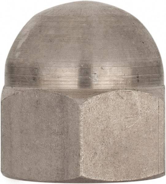 Value Collection - M18x2.5 Metric Coarse, 27mm Width Across Flats, Uncoated, Stainless Steel Acorn Nut - 32mm Overall Height, Austenitic A4, DIN 1587 - Benchmark Tooling