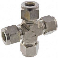 Parker - 3/8" OD, Stainless Steel Union Cross - -425 to 1,200°F, 9/16" Hex, All Comp Ends - Benchmark Tooling