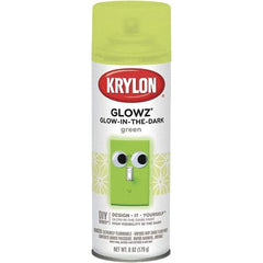 Krylon - Glow Green, Semi Gloss, Glow-in-the-Dark Spray Paint - 10 to 15 Sq Ft per Can, 16 oz Container, Use on Ceramics, Fabric, Glass, Glow-in-the-Dark Paint, Metal, Paper, Papier Mache, Plaster, Wicker, Wood - Benchmark Tooling