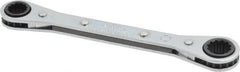 Proto - 3/8" x 7/16" 12 Point Reversible Ratcheting Box Wrench - Double End, 1-5/8" Head Diam x 1/2" Head Thickness, 5-1/2" OAL, Steel, Chrome Finish - Benchmark Tooling