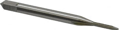 OSG - #0-80 UNF 3B 2 Flute Bright Finish High Speed Steel Straight Flute Standard Hand Tap - Plug, Right Hand Thread, 1-5/8" OAL, 5/16" Thread Length, H1 Limit, Oversize - Exact Industrial Supply
