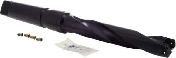 Allied Machine and Engineering - Series 2, 1 to 1-3/8" Diam, 4MT Taper Shank, Helical Flute Spade Drill - 5-3/8" Max Depth, 6-63/64" Body Length, 11-3/8" OAL, Standard Length, Through Coolant - Benchmark Tooling