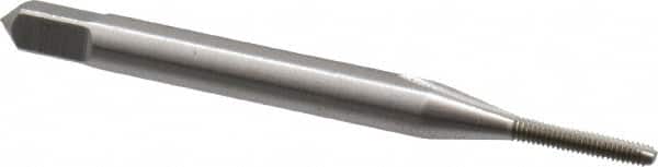 OSG - #0-80 UNF 2B 2 Flute Bright Finish High Speed Steel Straight Flute Standard Hand Tap - Bottoming, Right Hand Thread, 1-5/8" OAL, 5/16" Thread Length, H2 Limit, Oversize - Exact Industrial Supply