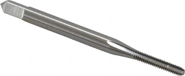 OSG - #2-56 UNC 2B 3 Flute Bright Finish High Speed Steel Straight Flute Standard Hand Tap - Bottoming, Right Hand Thread, 1-3/4" OAL, 7/16" Thread Length, H2 Limit, Oversize - Exact Industrial Supply