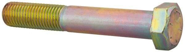 Made in USA - 1-8 UNC, 6-1/2" Length Under Head Hex Head Cap Screw - Partially Threaded, Grade 8 Alloy Steel, Zinc Yellow Dichromate Finish, 1-1/2" Hex - Benchmark Tooling