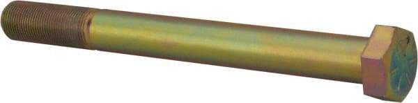 Made in USA - 1-14 UNF, 10" Length Under Head Hex Head Cap Screw - Partially Threaded, Grade 8 Alloy Steel, Zinc Yellow Dichromate Finish, 1-1/2" Hex - Benchmark Tooling