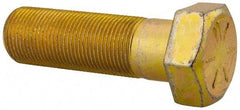 Made in North America - 1-14 UNF, 3-1/4" Length Under Head Hex Head Cap Screw - Partially Threaded, Grade 8 Alloy Steel, Zinc Yellow Dichromate Finish, 1-1/2" Hex - Benchmark Tooling