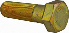 Made in USA - 1-14 UNF, 3-1/2" Length Under Head Hex Head Cap Screw - Partially Threaded, Grade 8 Alloy Steel, Zinc Yellow Dichromate Finish, 1-1/2" Hex - Benchmark Tooling