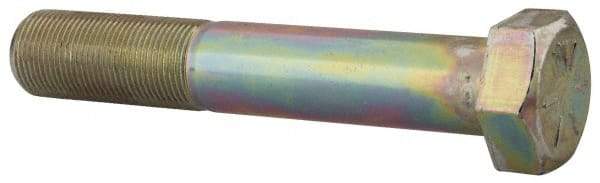 Made in USA - 1-14 UNF, 6" Length Under Head Hex Head Cap Screw - Partially Threaded, Grade 8 Alloy Steel, Zinc Yellow Dichromate Finish, 1-1/2" Hex - Benchmark Tooling