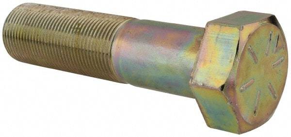 Made in North America - 1-1/4 - 12 UNF, 5" Length Under Head Hex Head Cap Screw - Partially Threaded, Grade 8 Alloy Steel, Zinc Yellow Dichromate Finish, 1-7/8" Hex - Benchmark Tooling