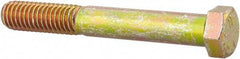 Made in USA - 7/16-14 UNC, 3-1/4" Length Under Head Hex Head Cap Screw - Partially Threaded, Grade 8 Alloy Steel, Zinc Yellow Dichromate Finish, 5/8" Hex - Benchmark Tooling