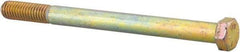 Made in USA - 7/16-14 UNC, 5-1/2" Length Under Head Hex Head Cap Screw - Partially Threaded, Grade 8 Alloy Steel, Zinc Yellow Dichromate Finish, 5/8" Hex - Benchmark Tooling