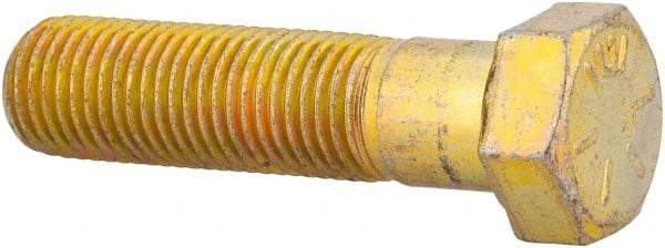 Made in USA - 7/16-20 UNF, 1-3/4" Length Under Head Hex Head Cap Screw - Partially Threaded, Grade 8 Alloy Steel, Zinc Yellow Dichromate Finish, 5/8" Hex - Benchmark Tooling