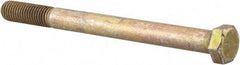 Made in USA - 5/8-11 UNC, 7-1/2" Length Under Head Hex Head Cap Screw - Partially Threaded, Grade 8 Alloy Steel, Zinc Yellow Dichromate Finish, 15/16" Hex - Benchmark Tooling