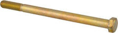 Made in North America - 5/8-11 UNC, 9" Length Under Head Hex Head Cap Screw - Partially Threaded, Grade 8 Alloy Steel, Zinc Yellow Dichromate Finish, 15/16" Hex - Benchmark Tooling
