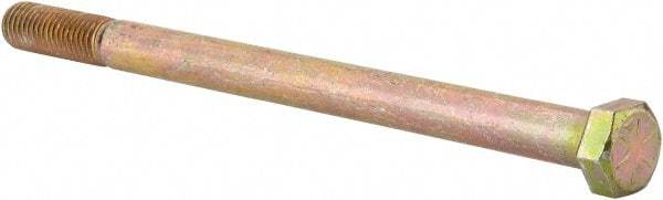 Made in North America - 5/8-11 UNC, 9-1/2" Length Under Head Hex Head Cap Screw - Partially Threaded, Grade 8 Alloy Steel, Zinc Yellow Dichromate Finish, 15/16" Hex - Benchmark Tooling