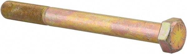 Made in North America - 5/8-18 UNF, 6-1/2" Length Under Head Hex Head Cap Screw - Partially Threaded, Grade 8 Alloy Steel, Zinc Yellow Dichromate Finish, 15/16" Hex - Benchmark Tooling