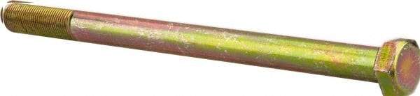 Made in North America - 5/8-18 UNF, 9" Length Under Head Hex Head Cap Screw - Partially Threaded, Grade 8 Alloy Steel, Zinc Yellow Dichromate Finish, 15/16" Hex - Benchmark Tooling