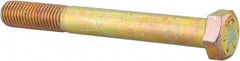 Made in USA - 3/4-10 UNC, 6-1/2" Length Under Head Hex Head Cap Screw - Partially Threaded, Grade 8 Alloy Steel, Zinc Yellow Dichromate Finish, 1-1/8" Hex - Benchmark Tooling