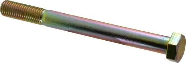 Made in USA - 3/4-10 UNC, 8" Length Under Head Hex Head Cap Screw - Partially Threaded, Grade 8 Alloy Steel, Zinc Yellow Dichromate Finish, 1-1/8" Hex - Benchmark Tooling