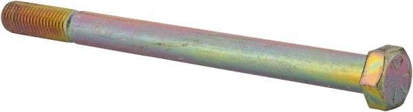 Made in USA - 3/4-10 UNC, 10" Length Under Head Hex Head Cap Screw - Partially Threaded, Grade 8 Alloy Steel, Zinc Yellow Dichromate Finish, 1-1/8" Hex - Benchmark Tooling