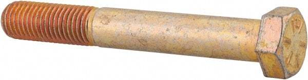 Made in USA - 3/4-10 UNC, 5-1/2" Length Under Head Hex Head Cap Screw - Partially Threaded, Grade 8 Alloy Steel, Zinc Yellow Dichromate Finish, 1-1/8" Hex - Benchmark Tooling