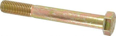 Made in USA - 3/4-10 UNC, 6" Length Under Head Hex Head Cap Screw - Partially Threaded, Grade 8 Alloy Steel, Zinc Yellow Dichromate Finish, 1-1/8" Hex - Benchmark Tooling